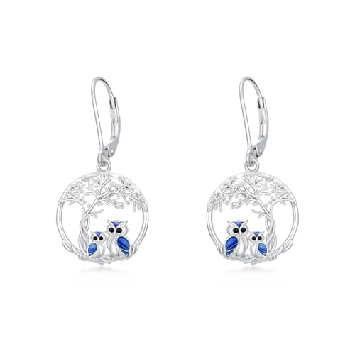WINNICACA Tree of Life Owl Earrings for Women Sterling Silver