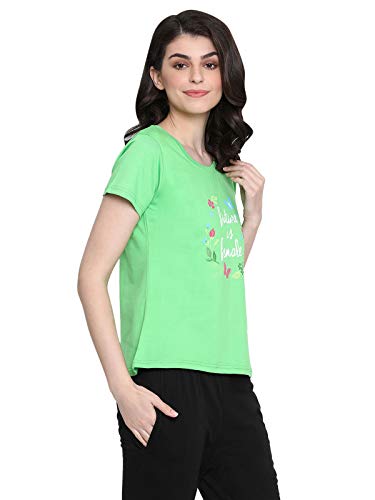 Image of Clovia Women's Cotton Cotton Rich Printed T-Shirt