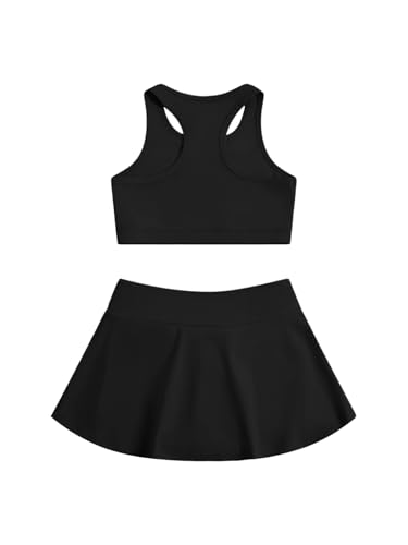 Image of SOLY HUX Toddler Girl's 2 Piece Workout Outfits Lightweight Crop Tank Tops and Skort Athletic Set