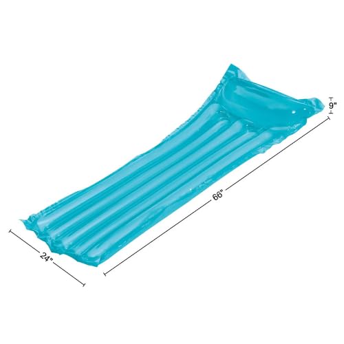 Bluescape Blue Transparent Air Mat, Inflatable Pool Float, Age 14 & up, Unisex + Sticker.