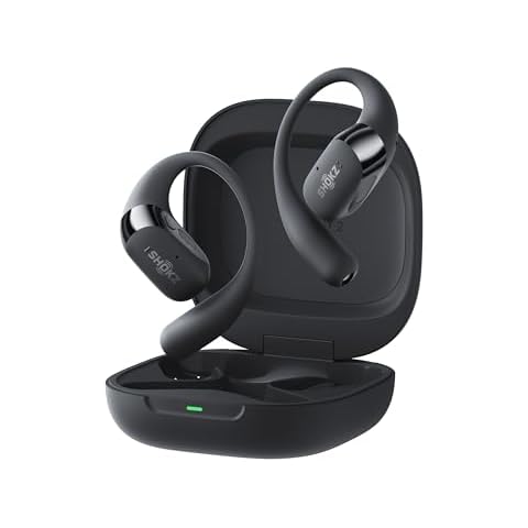 SHOKZ New OpenFit 2+ Open-Ear Headphones, Dolby Audio Enabled, Comfortable Earbuds with Soft Ear Hooks, 48H Playtime, IP55 Water-Resistant, USB-C Fast Charging, Wireless Charging, Carrying Bag, Black Cover