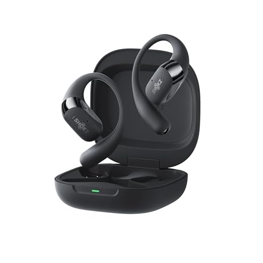 SHOKZ OpenFit 2+ Neu Open-Ear-Kopfhörer, Dolby Audio Ohrbügel-Ohrhörer, 48 Std. Spielzeit, IP55 wasserfeste Bluetooth-Ohrhörer mit Mik., kabelloses Laden, USB-C-Schnellladen, mit Tragetasche, Schwarz