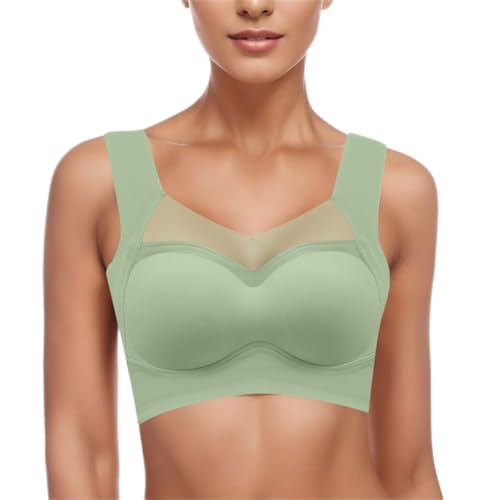 Sujetadores Colores Ropa Interior cómoda y Sexy para Mujer, Estilo Sujetador y Camiseta sin Mangas, sin Anillos de Sujetadores Gel (Green, L)