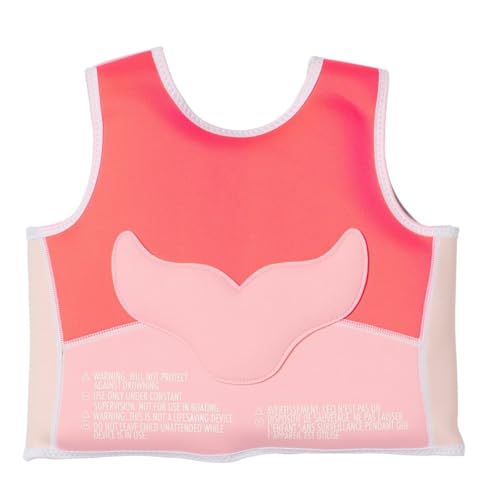 SUNNYLiFE Swim Vest - Constructed with Neoprene Plus a Secure Front Zip and Develop Water Confidence. | Toddler Swim Vest (Melody The Mermaid | Neon Strawberry, 2-3) - Thumbnail 3