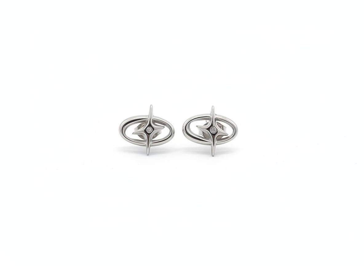 Stainless Steel Cosmic Star Oval Stud Earrings for Men & Unisex, Anti-Tarnish Hypoallergenic Y2K Orbit Starburst Earrings, Punk Gothic Ear Piercing Jewelry (1 Pair)-image-11