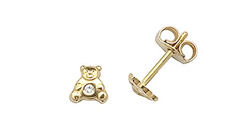 Boucles d'oreilles femme or jaune 375 et oxyde de zirconium scintillant 4x5mm