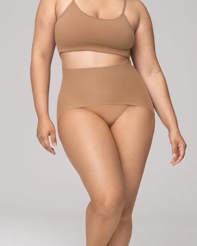 Getnoosh PLAY Free-Hugging Seamless Tights For Women | Stylish Comfort & Breathable | Light Weight Sheer Women's Tights No Middle Seam | Mocha - S/M4