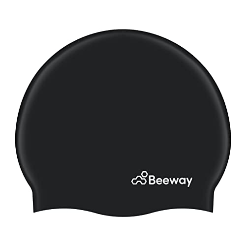 BEEWAY Gorro de natación – 100% silicona gorro de natación unisex hombres mujeres niños 6 – 14 – duradero, impermeable, antidesgarro para protección del cabello