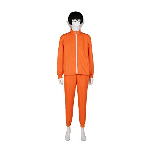 Qosivfey Men's adult sports suit 2-piece hoodie sportswear suit fashion sportswear suit with wig glasses(MY202214-Adult,L)