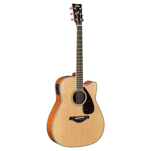 YAMAHA FGX820C Guitarra Electroacústica – Dreadnought Cutaway, Escala 24,96″, Tapa Maciza de Abeto, Fondo & Aros de Caoba, Previo Sistema66 Activo – Natural