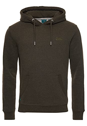 Superdry Men's Vintage Embroidery Hoodie Sweatshirt, Olive Marl, L
