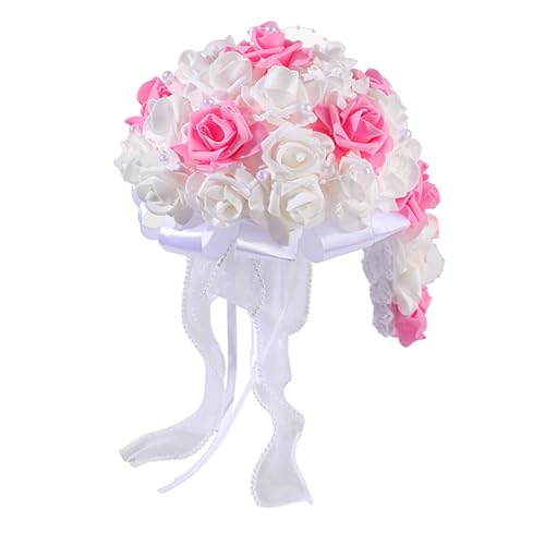 HVRFJXI Bridal Bouquet Artificial Flowers White Bouquet Proposal Party Wedding Bouquet Reception Resin Roses Bridal Bouquet