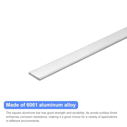 Image of uxcell Square Aluminum Flat Bar, 2Pcs 1 /8 inch Thick 0.8 inch Width 12 inch Length Square Aluminum Bar 6061 Aluminum Flat Plate, 3 x 20 x 305mm T6511 Solid New Mill Stock for Industrial Building