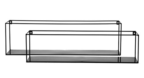 Whw Whole House Worlds Industrial Chic Rectangle Floating Shelves, 2 Wall Mounted Pieces, Black Iron, Various Sizes #TOP4