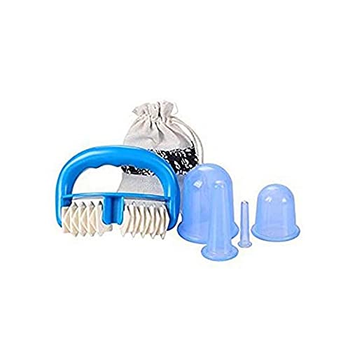 Anti Cellulite Cup for Cupping Therapy - ALISSA Cellulite Remover Massager | Sets by Zinnor, 4 Anti Cellulite Body Vacuum Cups,Silicone Facial Cupping Set and 1 Cellulite Roller (Blue)