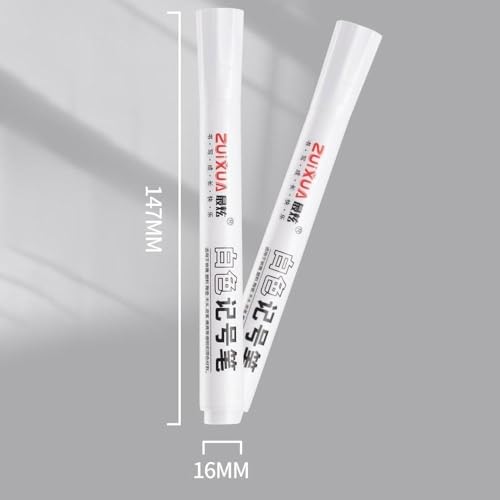 Image of White Permanent Marker Pens Set Oily based Work on tire /plastic /metal /paper /glass /cloth surface Waterproof School supplies Stationery Art brush pen Pack of (5)