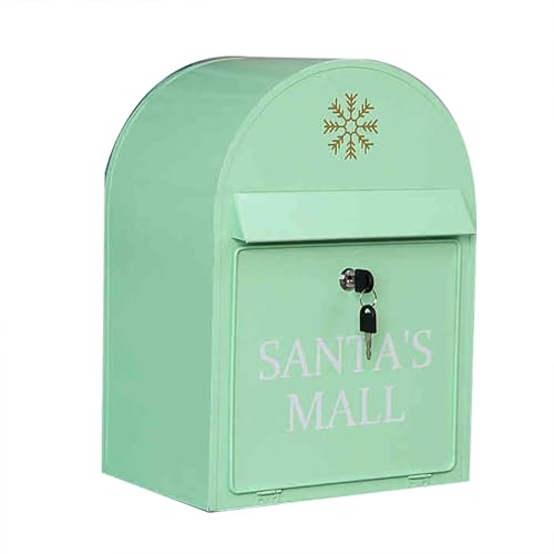 YCHUANGHEQING Buzones de metal montados en la pared con cerradura de llave, buzón pequeño para exteriores, viene con dos llaves de 12 x 8 x 16 pulgadas (verde)