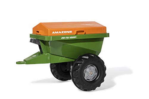 rollytoys 125104 e rollyStreumax Amazone Remorque à Dispersion pour Tracteur à pédale (de 3 à 10 Ans, ABN, Couvercle, bac d'épandage), Vert