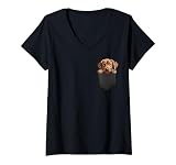 Mujer Perro Labrador Retriever en el bolsillo para entusiastas Camiseta Cuello V