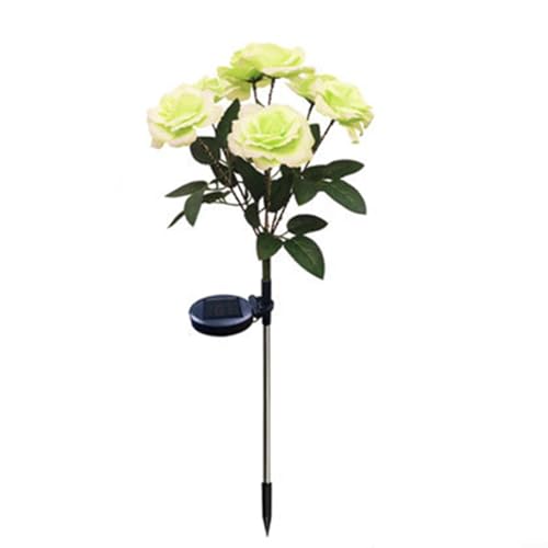 Guirlande lumineuse rose verte à 7 têtes, lampe solaire de jardin en inox et ABS de 63 cm