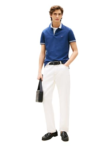 Image of Tommy Hilfiger Men's Short Sleeve Casual Polo Shirts in Regular Fit with Stretch and Contrast Collar Designs