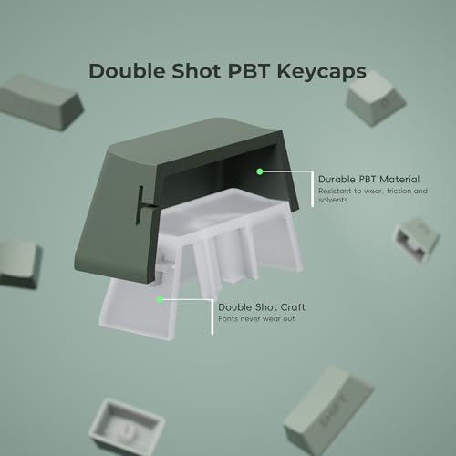 SDYZ Double Shot PBT Keycap Set with Side Shine Through Character, for Mechanical Keyboards, Full 131 Key Set, OEM Profile - Gradient Green With USB Connection