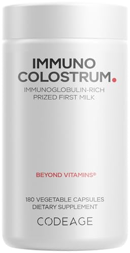 Codeage Colostrum Supplement, Grass-Fed Colostrum - Prized First Milk - Grass-Finished, Freeze-Dried - Vitamins, Immunoglobulins, Growth Factors - Non-GMO, Gluten-Free - 180 Capsules