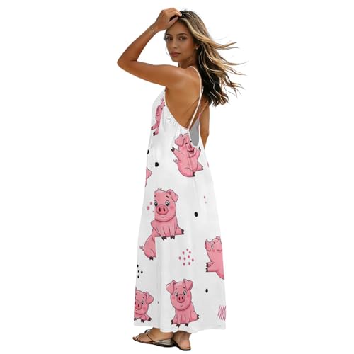 Vestido largo de cerdo blanco fresco sin espalda que soluciona el calor veraniego