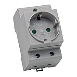 Steckdose [GS16] Schuko Einbausteckdose für Hutschiene 16A 230V 2P+PE für Verteilereinbau Schaltschrank Zählerschrank Schutzkontaktsteckdose für 35mm DIN Trägerschienenmontage (Grau)