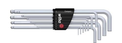 Wiha Stiftschlüssel Set im Compact Halter Sechskant-Kugelkopf, schwenkbar für schwer zugängliche Bereiche, 11-tlg. mattverchromt (36453) 369H11