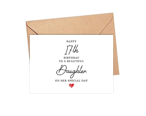 Emily gift Daughter 17th Birthday Card - Happy 17th Birthday To A Beautiful Daughter On Her Special Day - 17th Daughter Card For Her