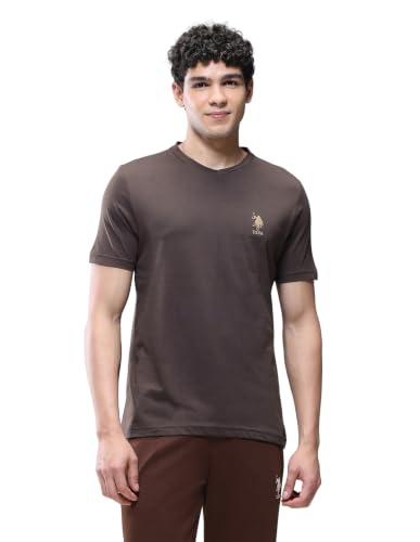 Image of U.S. Polo ASSN. Men's I638 V-Neck Embroidered Logo Lounge Cotton Regular Fit T-Shirt