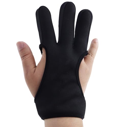 oubert Three Finger Protector Archery Shooting Gloves Practice Handguard Protective Gear for Beginner and Adults Hunting Shooting (Black,M)
