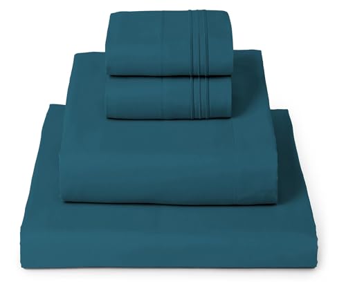 Image of Mellanni Queen Sheets Set - 4 PC Iconic Collection Bedding | Hotel Luxury, Extra Soft, Cooling Bed Sheets - Wrinkle, Fade, Stain Resistant (Queen, Teal)
