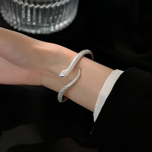 GIGB PBDK Silver Snake Open Cuff Bangle Bracelet for Women,Personality Punk Green Rhinestone Jewelry Gifts,Unique Sparkly Halloween Anniversary Bracelets4