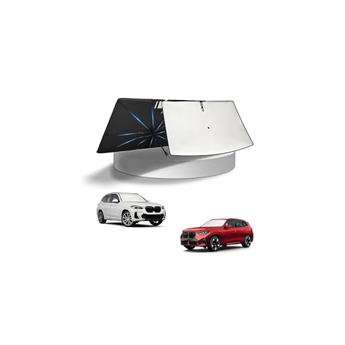 Image of KUST Sun Shade Umbrella for 【BMW X3 2018-2024】 | Custom Fit Windshield Sunshade | Foldable Sunshade with Bendable Handle | Blocks Heat & UV Scratch Resistant Keep Your Car Cool Sunshield