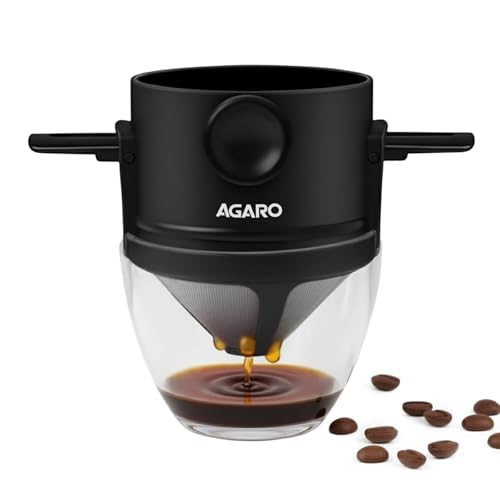 Image of AGARO Pour Over Coffee Maker with Double Mesh Filter, Food Grade 304 Stainless Steel & Plastic Coffee Dripper, 100% Paperless, Foldable-Portable & Easy to Clean, Retains True Coffee Flavour