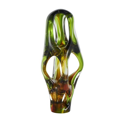 Escultura Decorativa Abstracta de Vidrio Verde 6 x 5 x 16 in miniatura 7