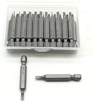TEMO 25 pc 1/8 Inch Slotted Flat Head 2 Inch Impact Ready Screwdriver Insert Bits
