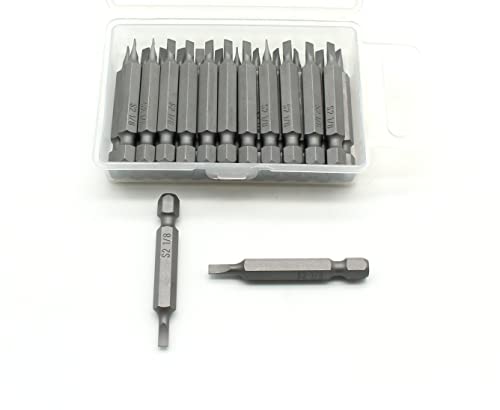 Temo 25 Pc 1/8 Inch Slotted Flat Head 2 Inch Impact Ready Screwdriver Insert Bits #TOP28