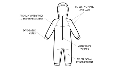 Stonz Rain Suit - Toddler & Kid One Piece Outdoor Coverall with Hood - Waterproof Kid Clothes with Reflective Seams3