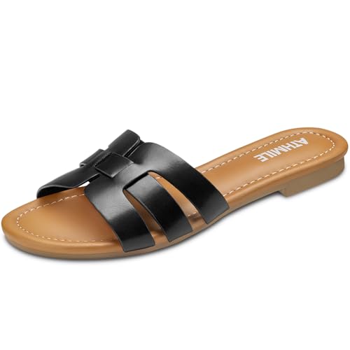 Image of ATHMILE Sandals for Women 2026 Vacation Womens Sandals Dressy Summer Flats Sandals Women Slides for Party Wedding Beach