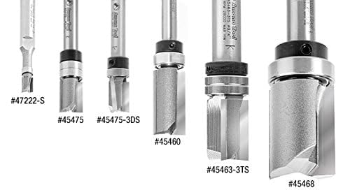 Image of Amana Tool Carbide Tipped Miniature Flush Trim Plunge Template Router Bit, 47220, 3 /16 Dia x 1 /2 x 1 /8 Inch Shank with Mini 3 /16 D Upper Ball Bearing