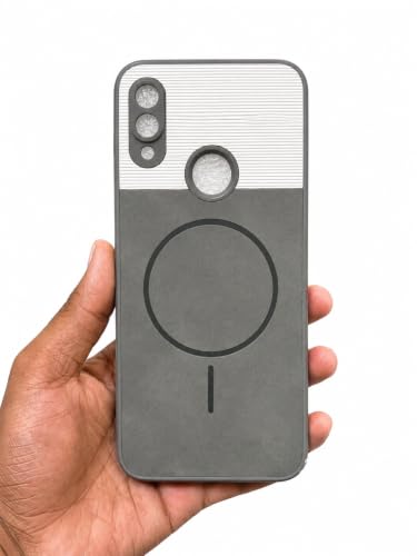 Image of Bintage 2in1 Hard Slim Back Case | Soft Border Camera Protect | Dual PU Leather Finish Back Cover Compatible for Mi Redmi Note 7S - White & Grey