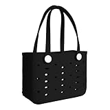 PoVwlty Pequeña bolsa de playa de goma para adultos y niños, bolsa de viaje para la playa, barco, piscina (negro)
