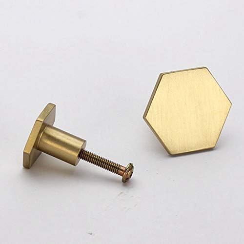 Brushed Brass Hexagon Cabinet Knobs Dresser Pulls Kitchen Furniture Handle Hardware 5Pack (5, 21x34mm)