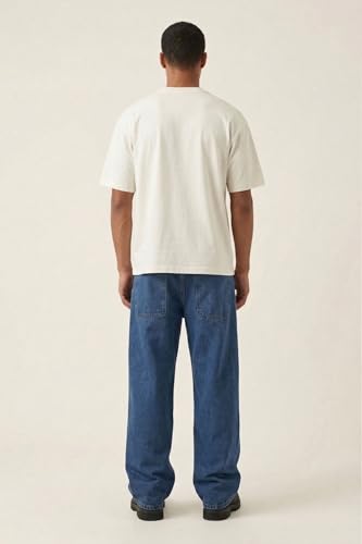 Image of Plaid&Plain Men's Baggy Jeans Wide Leg Heavyweight 100% Cotton Loose Fit