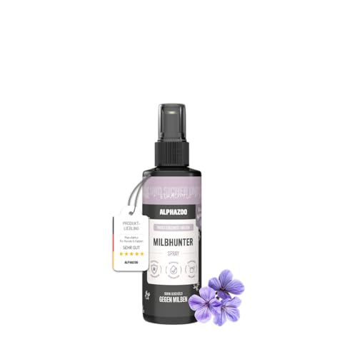 alphazoo MilbHunter Anti Milben-Spray für Hunde 100ml– Natürliches Milbenspray gegen Milbenbefall & Juckreiz • Pflegendes Haustierspray für Fell & Umgebung