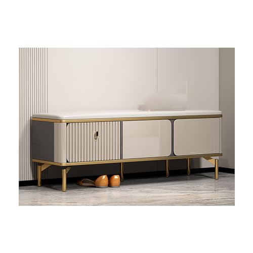 Meuble à chaussures 2 portes et assise rembourrée pour optimiser le confort de votre salon