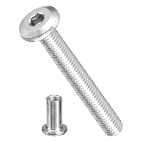 Image of METALLIXITY Crib Screws Replacement Set(M6-1x45mm) 30Pcs, Stainless Steel Connector Bolts M6 Screw Barrel Nuts Binding Screws, for Chair Cabinet Bed, Silver